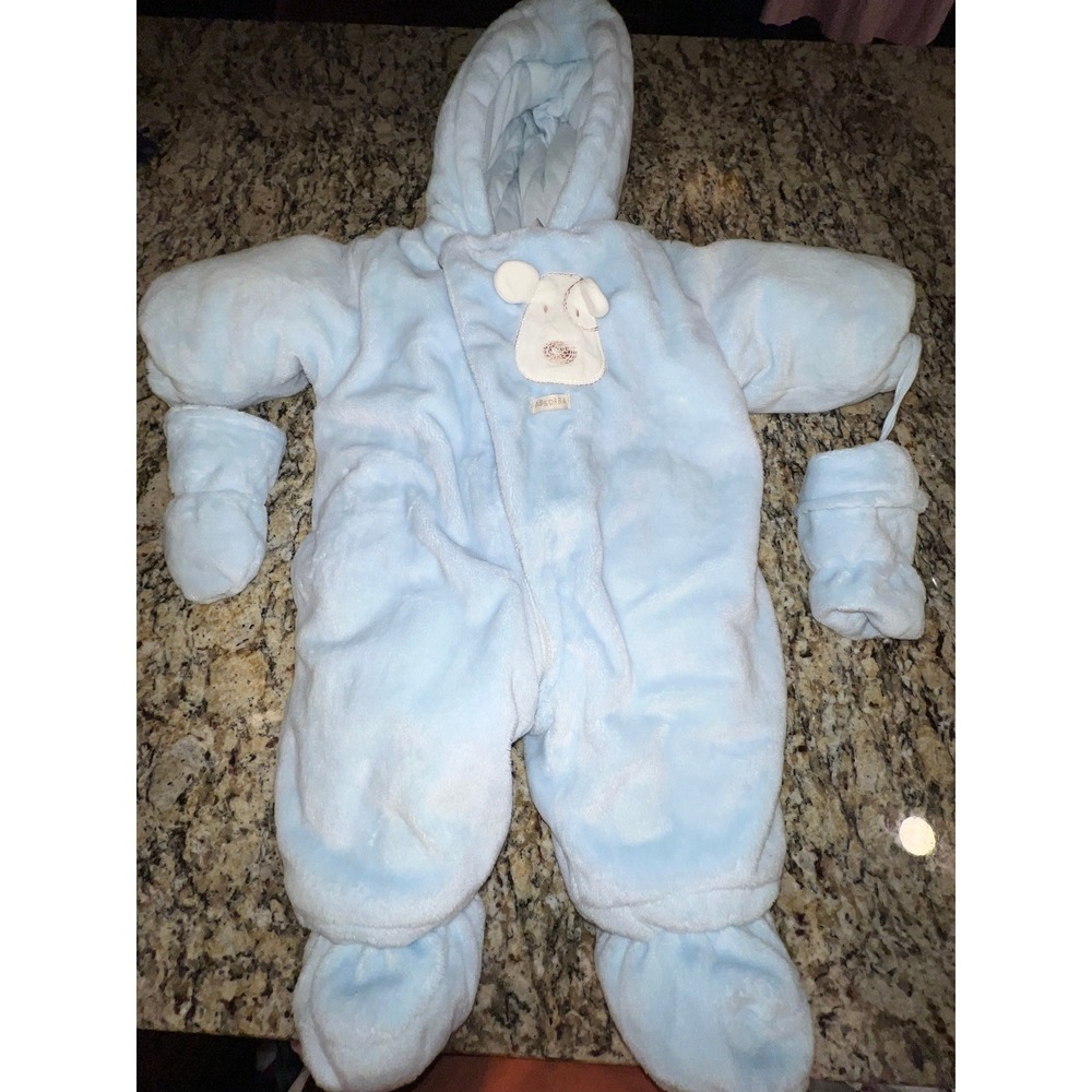 Absorba Baby Snowsuit Puppy Dog Hood Mitten Heavy Duty‎ Infant Boy Baby 6 Months